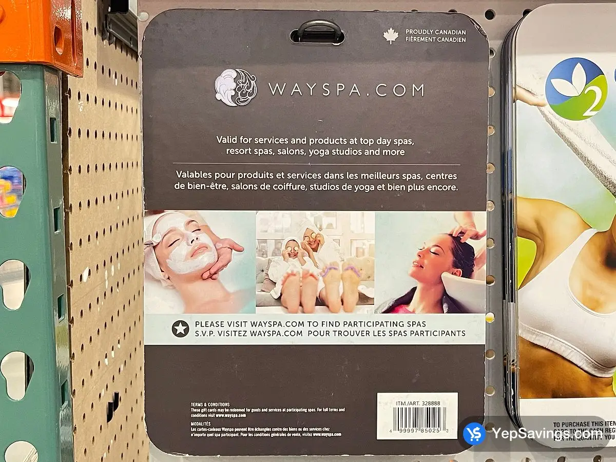 Costco WAYSPA GIFT CARDS 2 x $50 - Canada (ITM 328888)