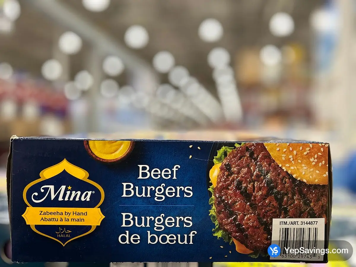 Costco MINA HALAL BEEF BURGERS 2 kg - Canada (ITM 3144877)