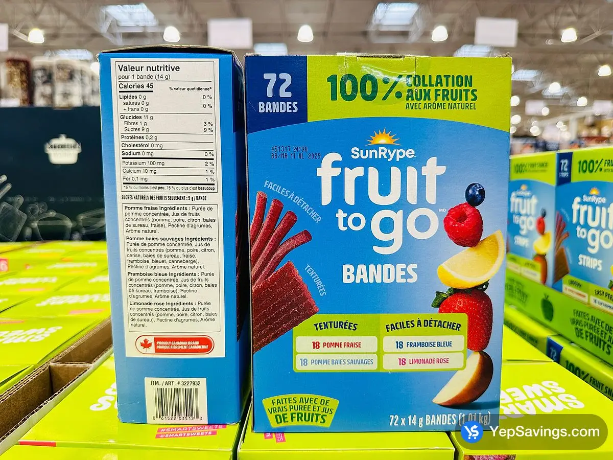 Costco SUNRYPE FRUIT TO GO STRIPS 72 x 14 g - Canada (ITM 3227932)