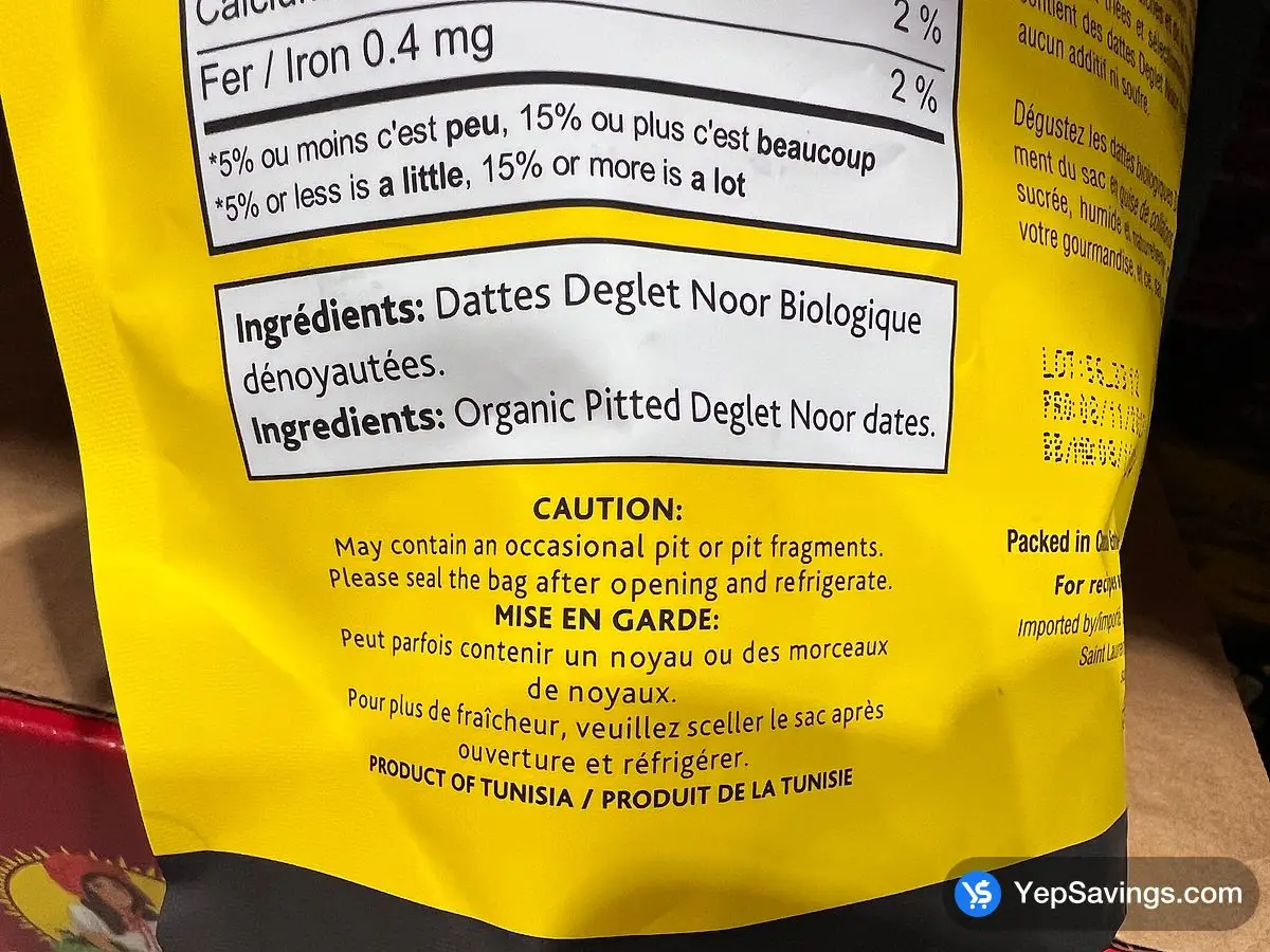 Costco TERRA DELYSSA ORGANIC DATES 1 kg - Canada (ITM 1523795)