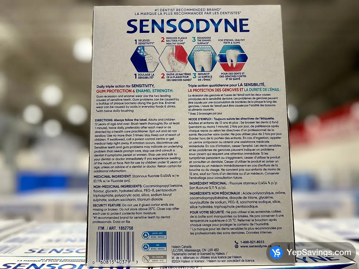 Costco SENSODYNE TOOTHPASTE GUM & ENAMEL 5 x 75 mL - Canada (ITM 1852756)