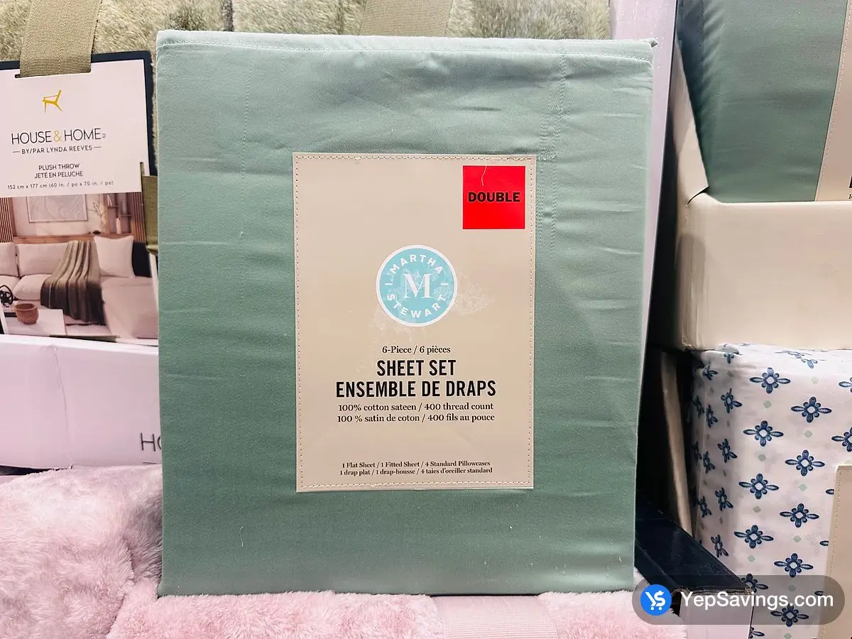MARTHA STEWART COTTON SHEET SET DOUBLE 6PC ITM 1915200 at Costco
