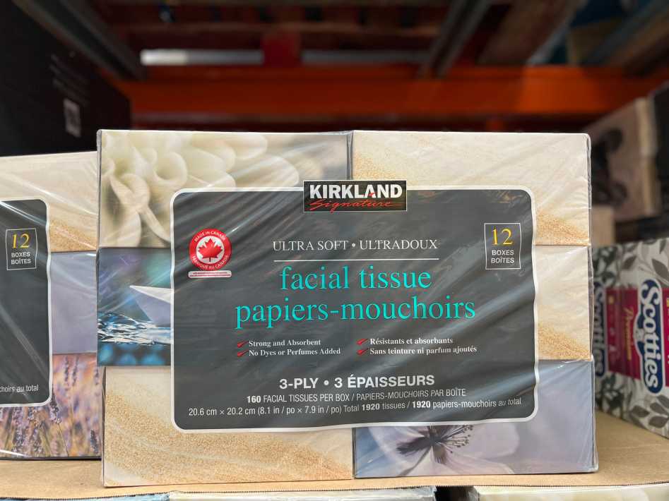 Costco KIRKLAND SIGNATURE FACIAL TISSUE 3 PLY 12 BOXES X 160 SHEETS - Canada (ITM 313740)