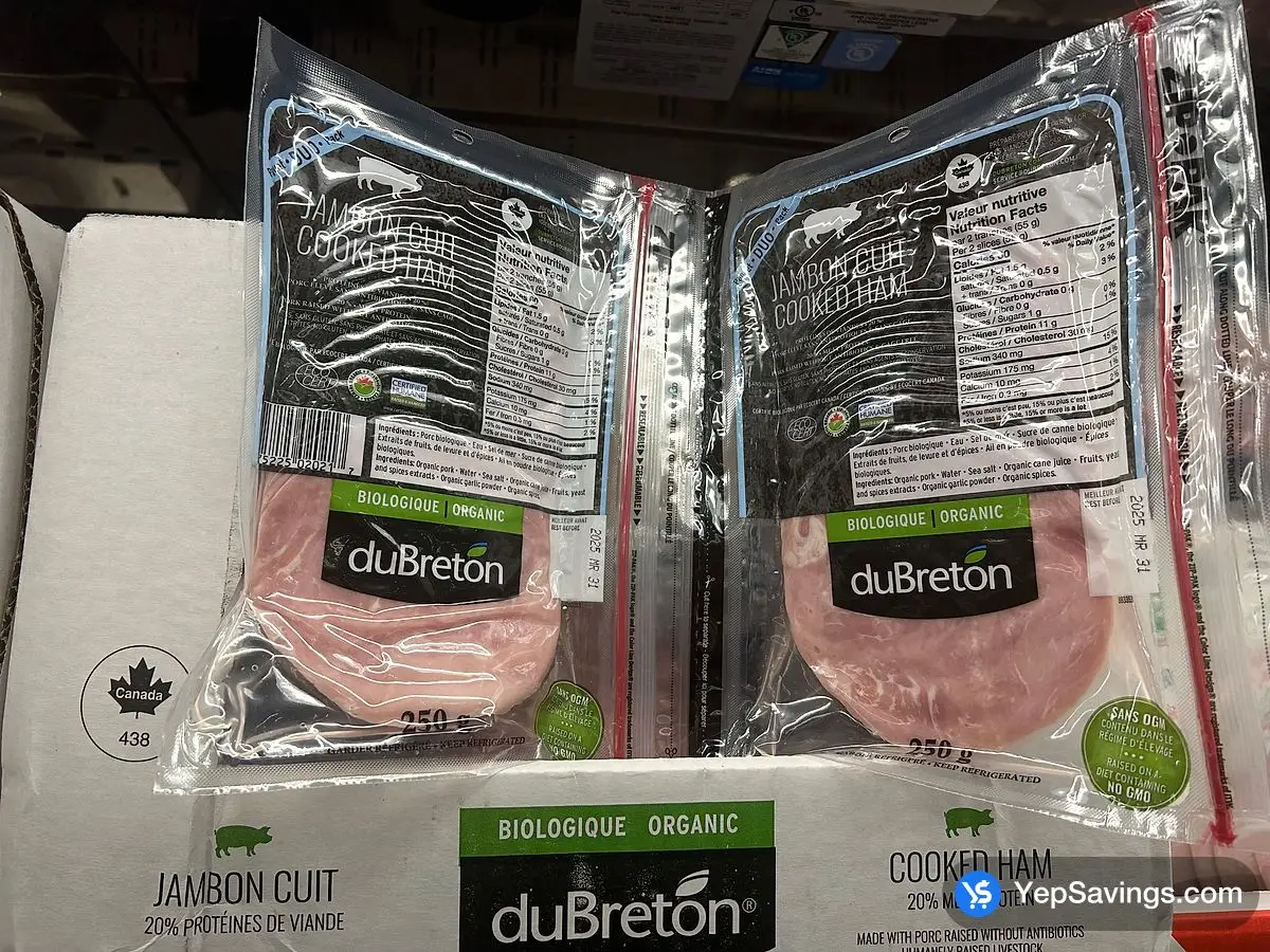 Costco DUBRETON ORGANIC COOKED HAM 2 x 250 g - Canada (ITM 883353)