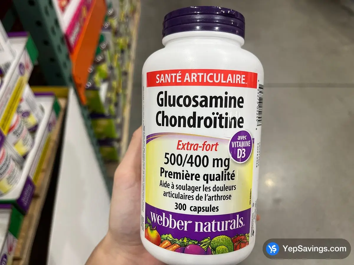 Costco WEBBER NATURALS GLUCO/CHON 500/400 MG W/VIT D 300 CAPSULES - Canada (ITM 6808880)