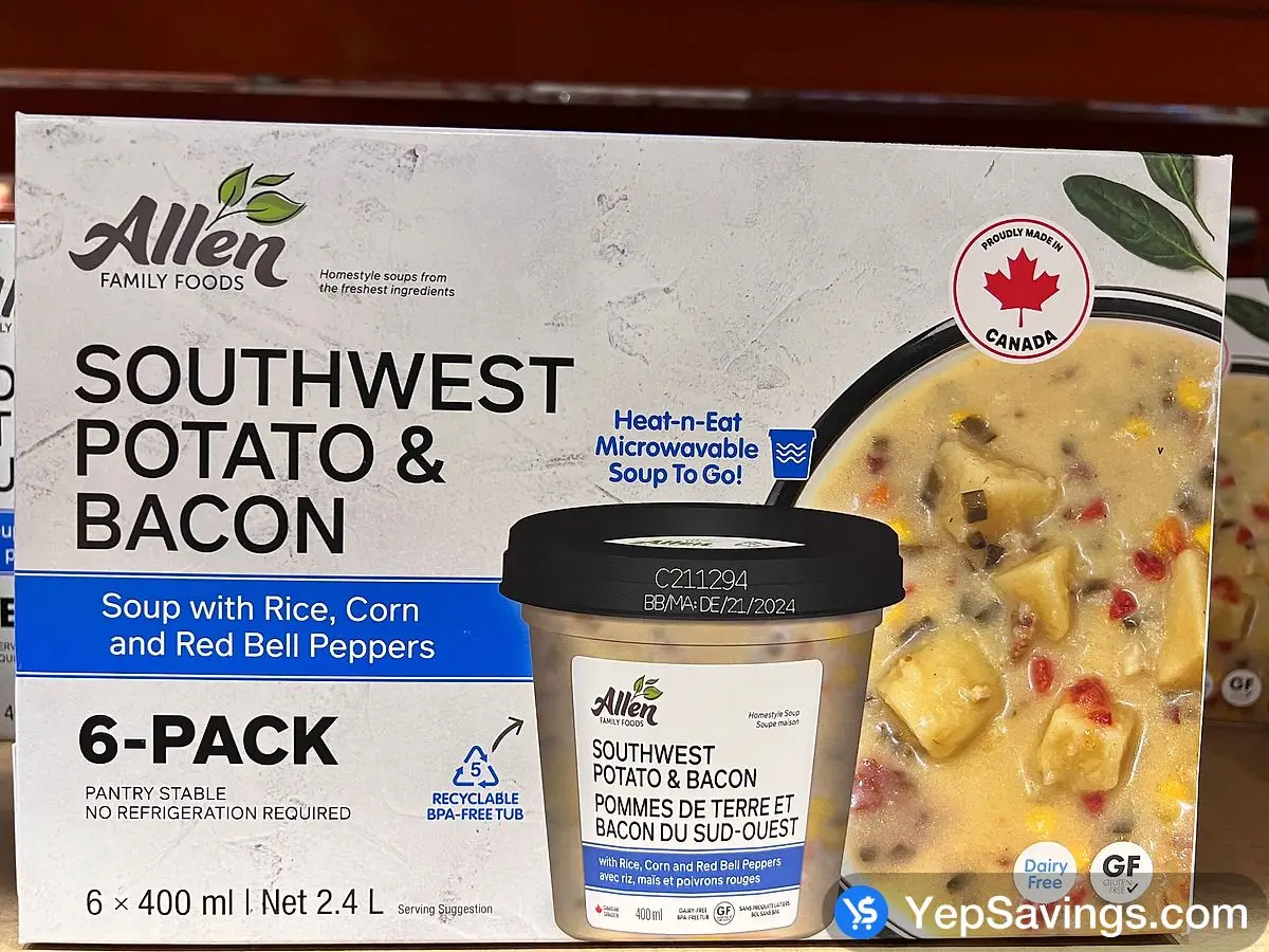 ALLEN FAMILY FOODS POTATO BACON SOUP 6 x 400 ml ITM 1756947 at Costco