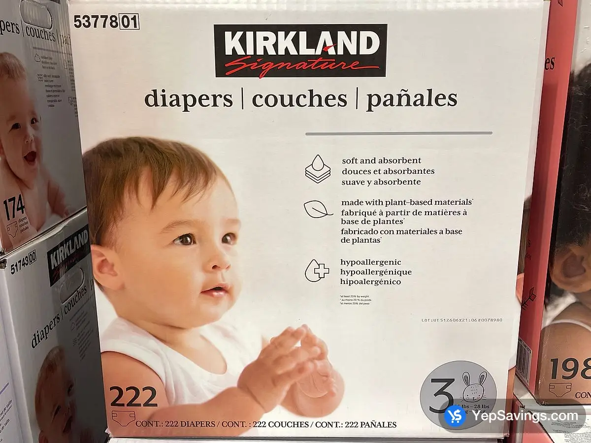 Costco KIRKLAND SIGNATURE DIAPERS SIZE 3 PACK OF 222 - Canada (ITM 1481672)