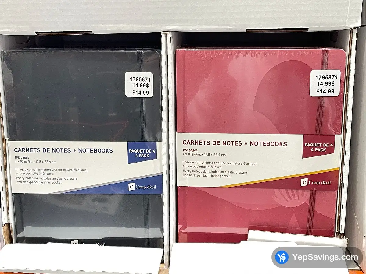 Costco COUP D'OEIL ASSORTED NOTEBOOKS 7 x 10 4 - PACK - Canada (ITM 1795871)