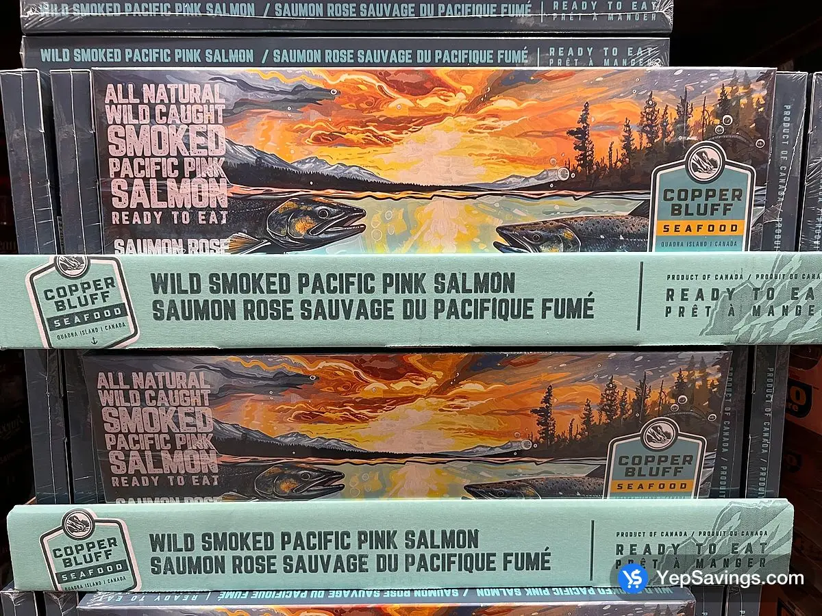 Costco COPPER BLUFF SEAFOOD SMOKED PINK SALMON 2 x 227 g - Canada (ITM 1876795)