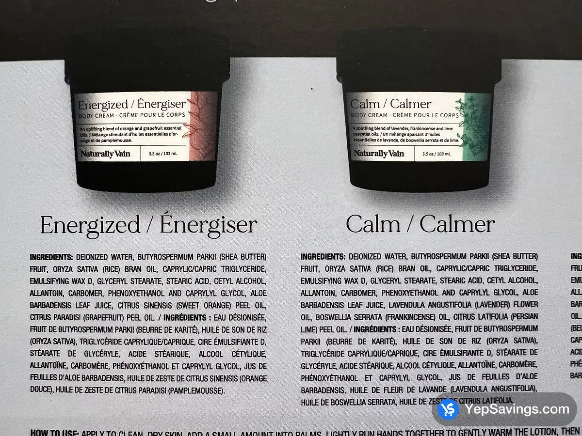 Costco NATURALLY VAIN ESSENTIAL OIL CREAM 5 x 70g - Canada (ITM 1739784)