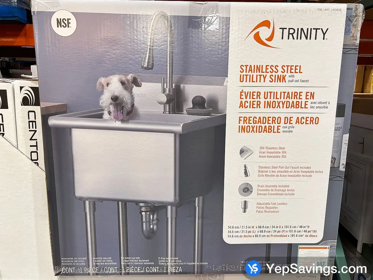 TRINITY STAINLESS STEEL UTILITY SINK W / FAUCET ITM 1469828 at Costco