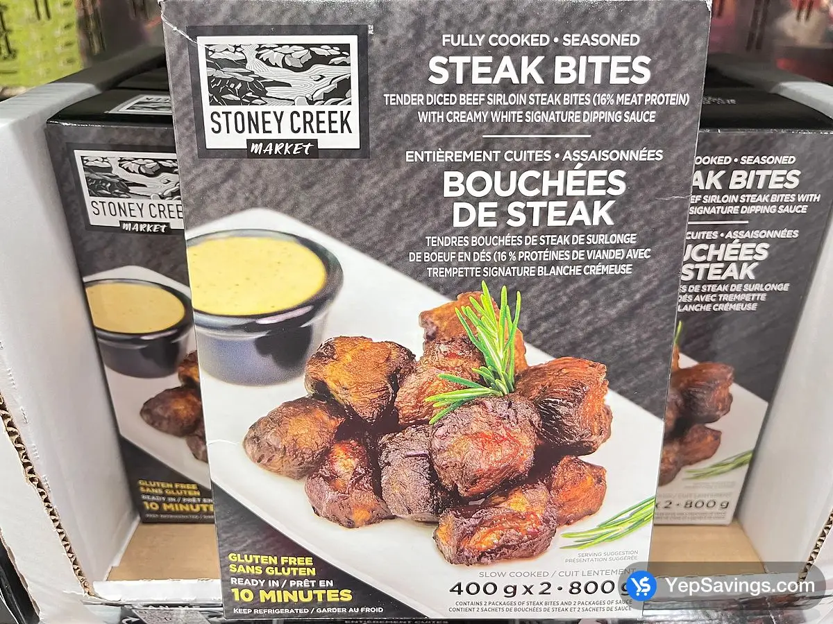 Costco STONEY CREEK MARKET STEAK BITES 2 x 400 g - Canada (ITM 1897989)