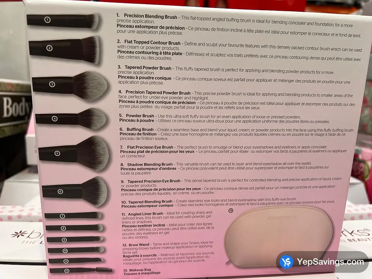 Costco BRUSHWORKS MAKEUP BRUSH & BAG SET 12 PACK - Canada (ITM 1815048)
