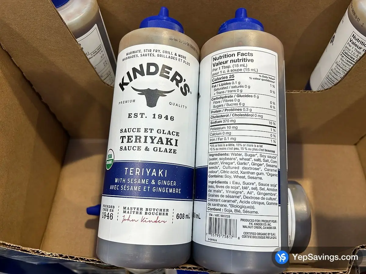 Costco KINDER'S TERIYAKI SAUCE 608 mL - Canada (ITM 1817233)