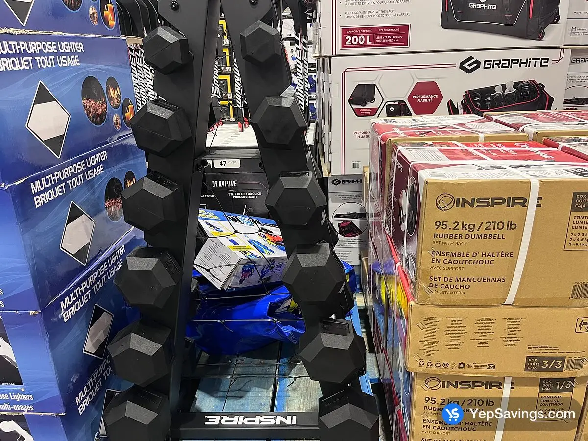 Costco INSPIRE FITNESS DUMBBELLS WITH STAND 3 BOXES - Canada (ITM 2621062)