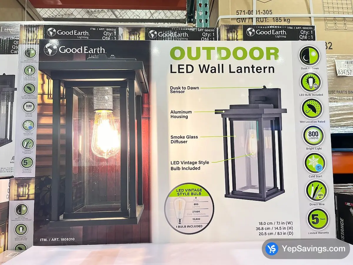 Costco GOOD EARTH LED WALL LANTERN OUTDOOR USE - Canada (ITM 1806310)