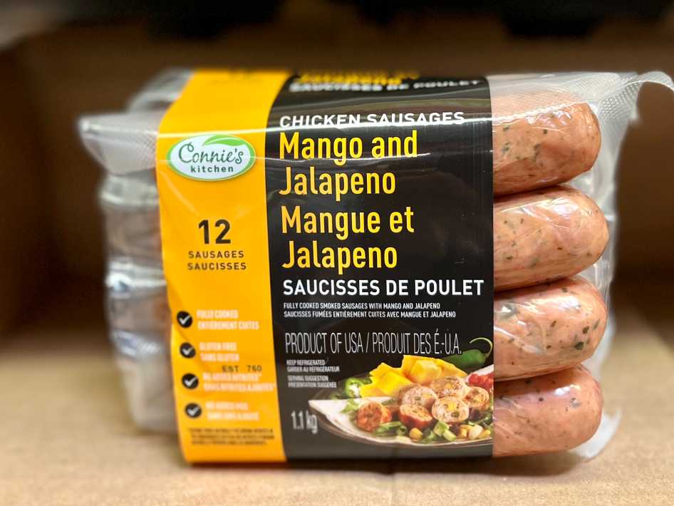 CONNIES KITCHEN MANGO JALAPENO CHICKEN SAUSAGE 1.1kg at Costco {0} {1}