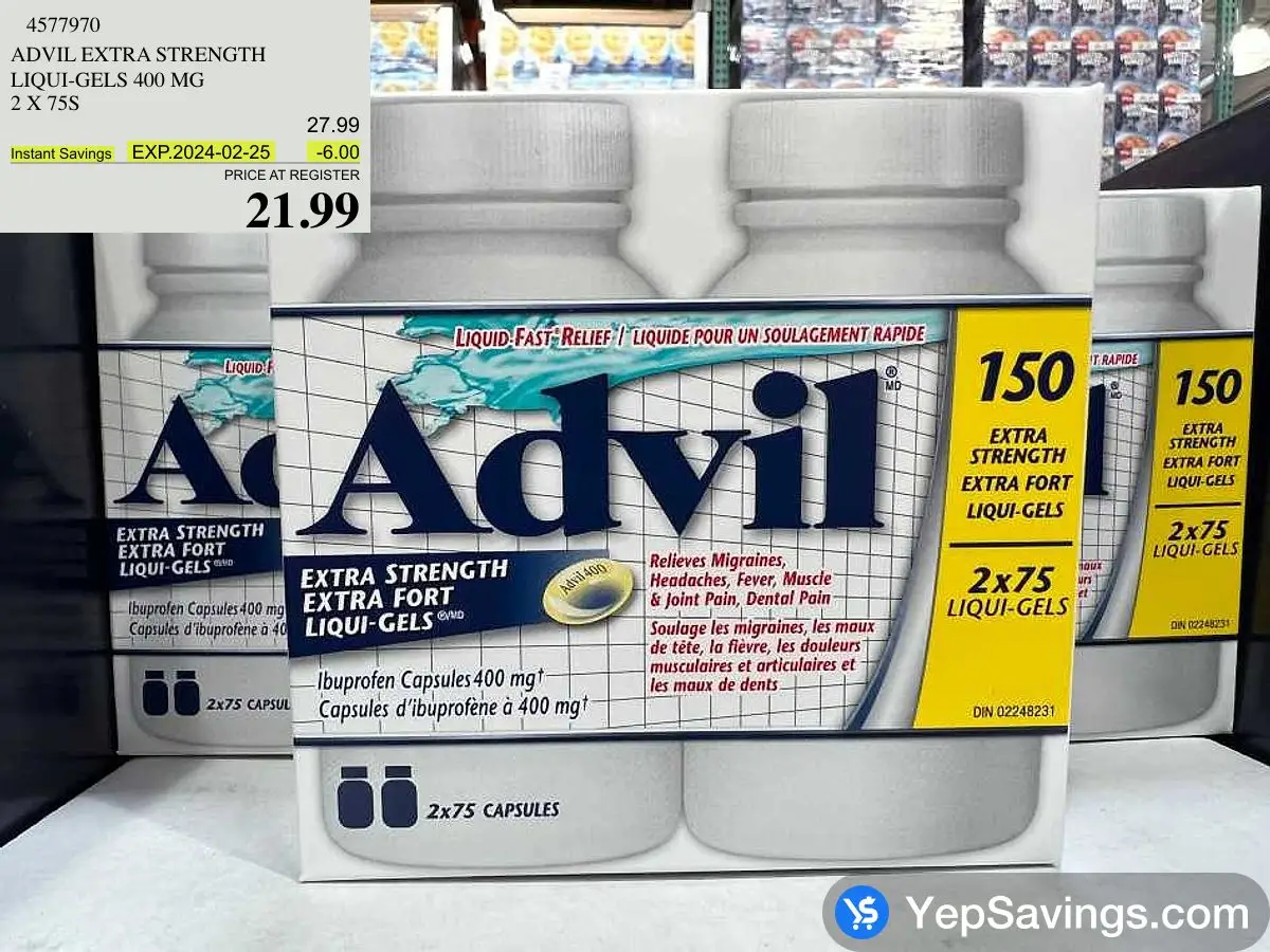 ADVIL EXTRA STRENGTH LIQUIGELS 400 MG 2 X 75S at Costco Ancaster Hamilton