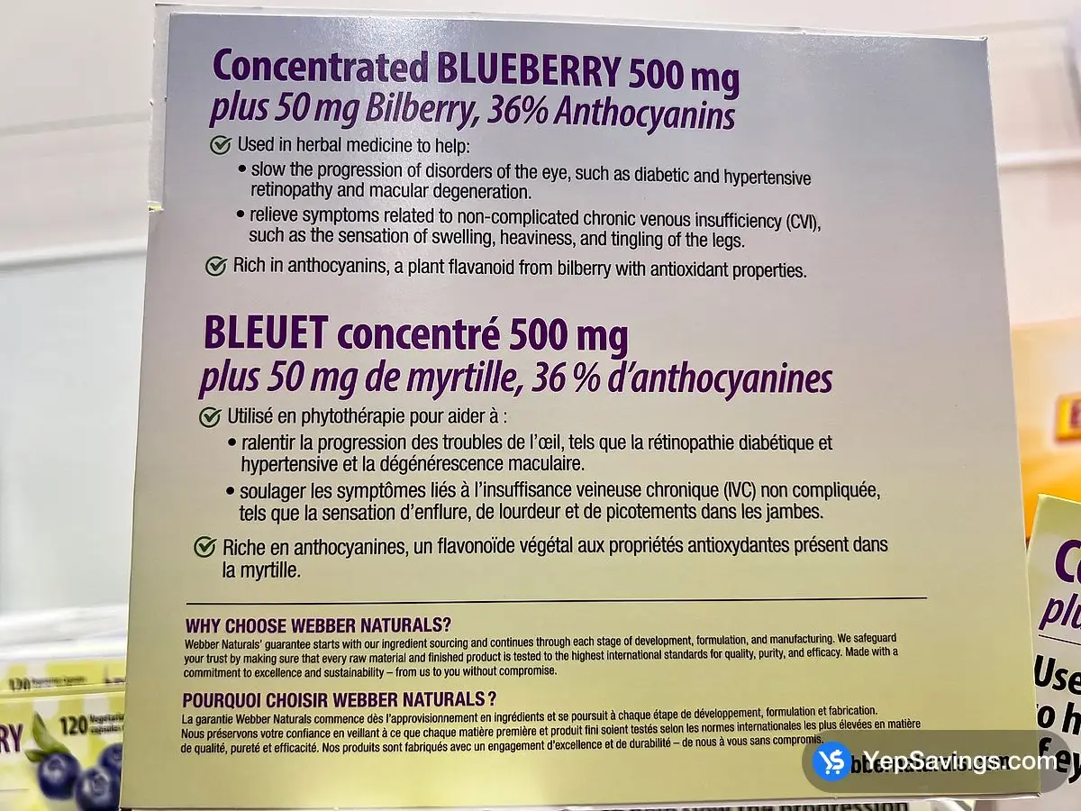 WEBBER BLUEBERRY PLUS WITH BILLBERRY 120 VEGETARIAN CAPS ITM 3244660 at Costco