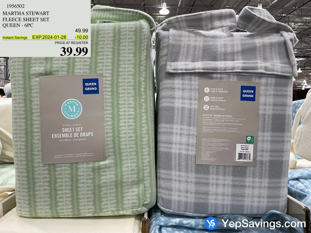 MARTHA STEWART FLEECE SHEET SET QUEEN - 6PC at Costco