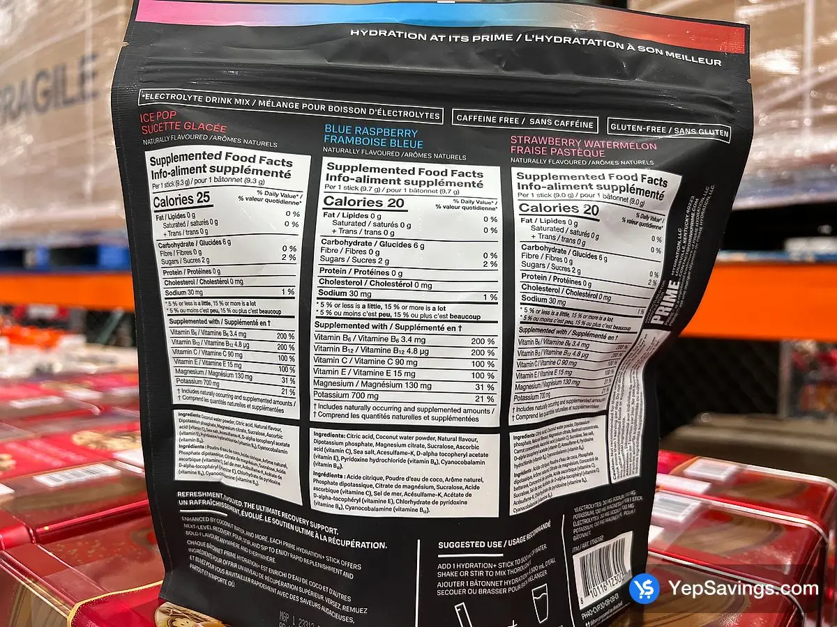 Costco PRIME HYDRATION STICKS VARIETY PACK 30 count - Canada (ITM 1756392)