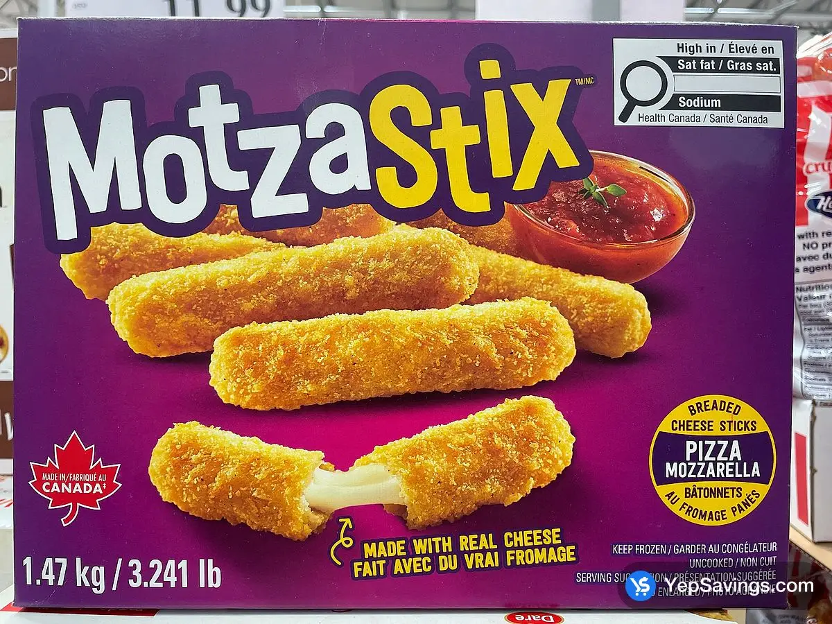 Costco MOTZA STIX MOZZARELLA STICKS 1.47 kg - Canada (ITM 1027677)