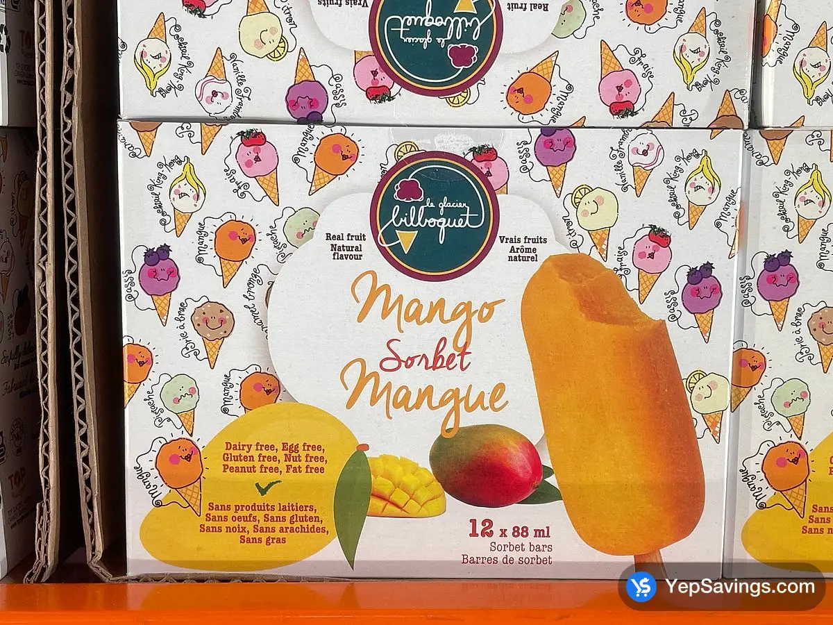 Costco BILBOQUET MANGO SORBET BARS 12 x 88 ml - Canada (ITM 1661288)