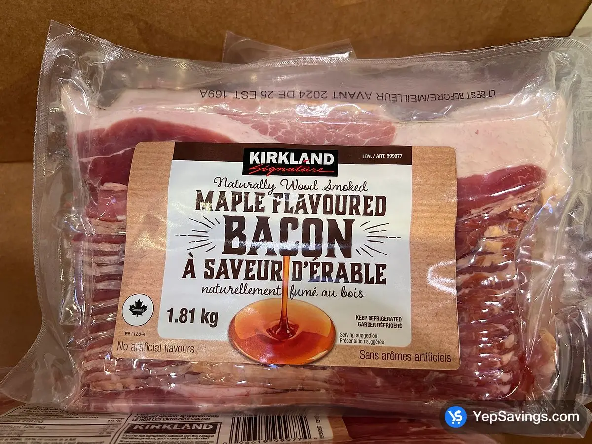 Costco KIRKLAND SIGNATURE MAPLE FLAVOURED BACON 1.81 kg - Canada (ITM 999977)