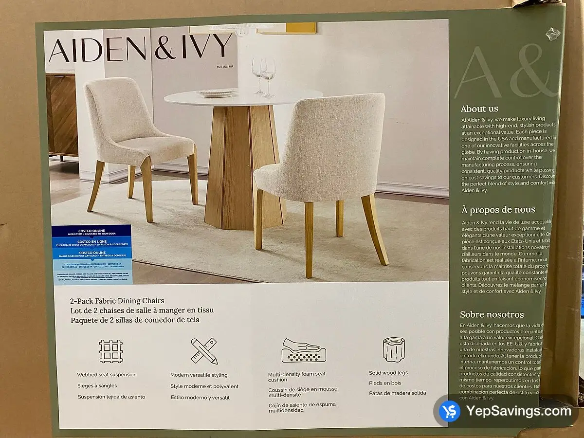 Costco AIDEN & IVY 2-PACK DINING 1 BOX - Canada (ITM 1783028)