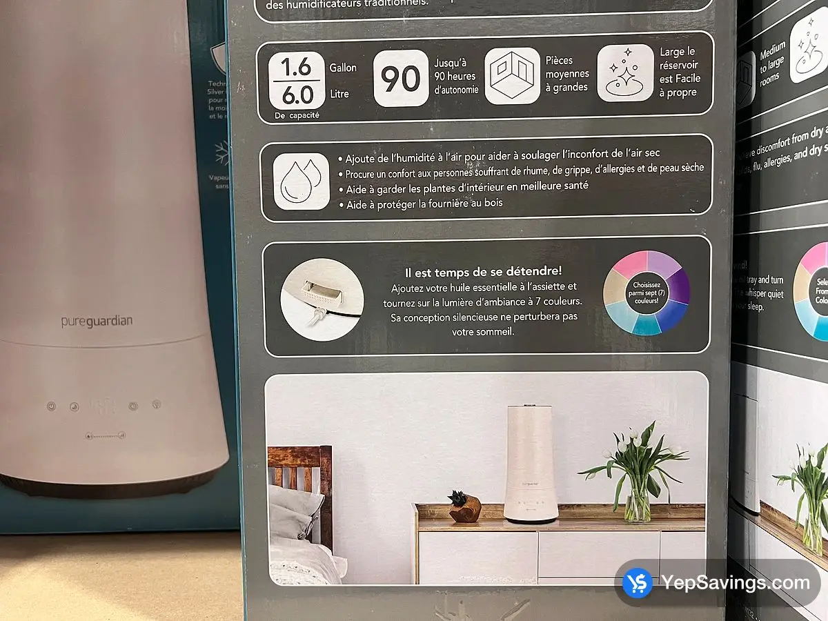Costco PUREGUARDIAN 90 - HOUR ULTRASONIC HUMIDIFIER - Canada (ITM 1738732)