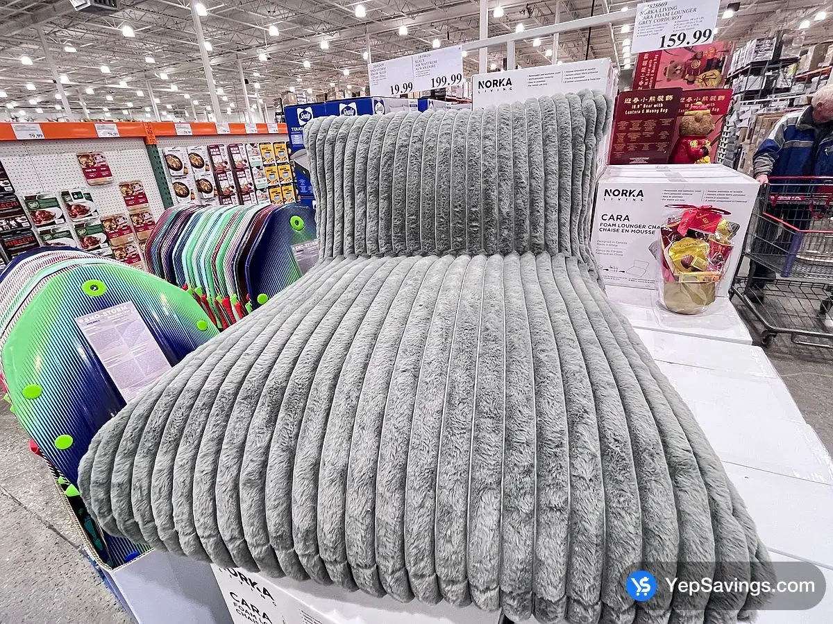 Costco NORKA LIVING CARA FOAM LOUNGER GREY CORDUROY - Canada (ITM 1828669)