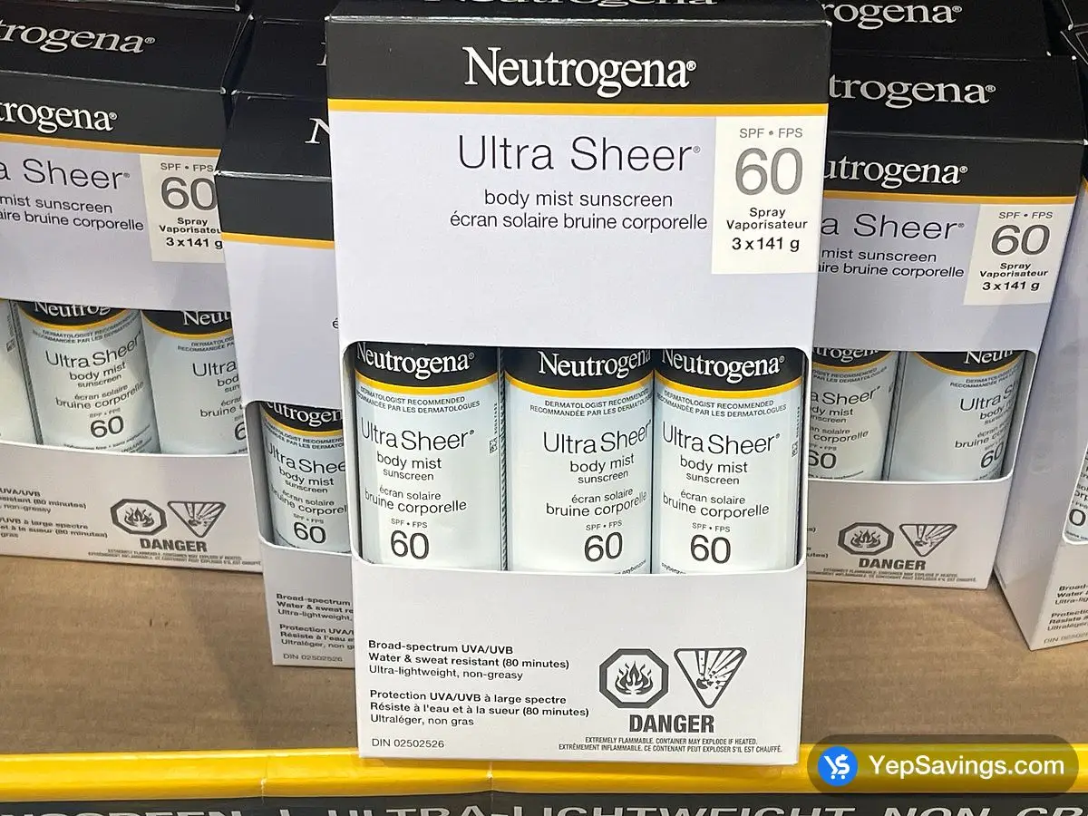 Costco NEUTROGENA ULTRA SHEER SPF 60 OXY FREE SPRAY 3 X 141 g - Canada (ITM 1560183)