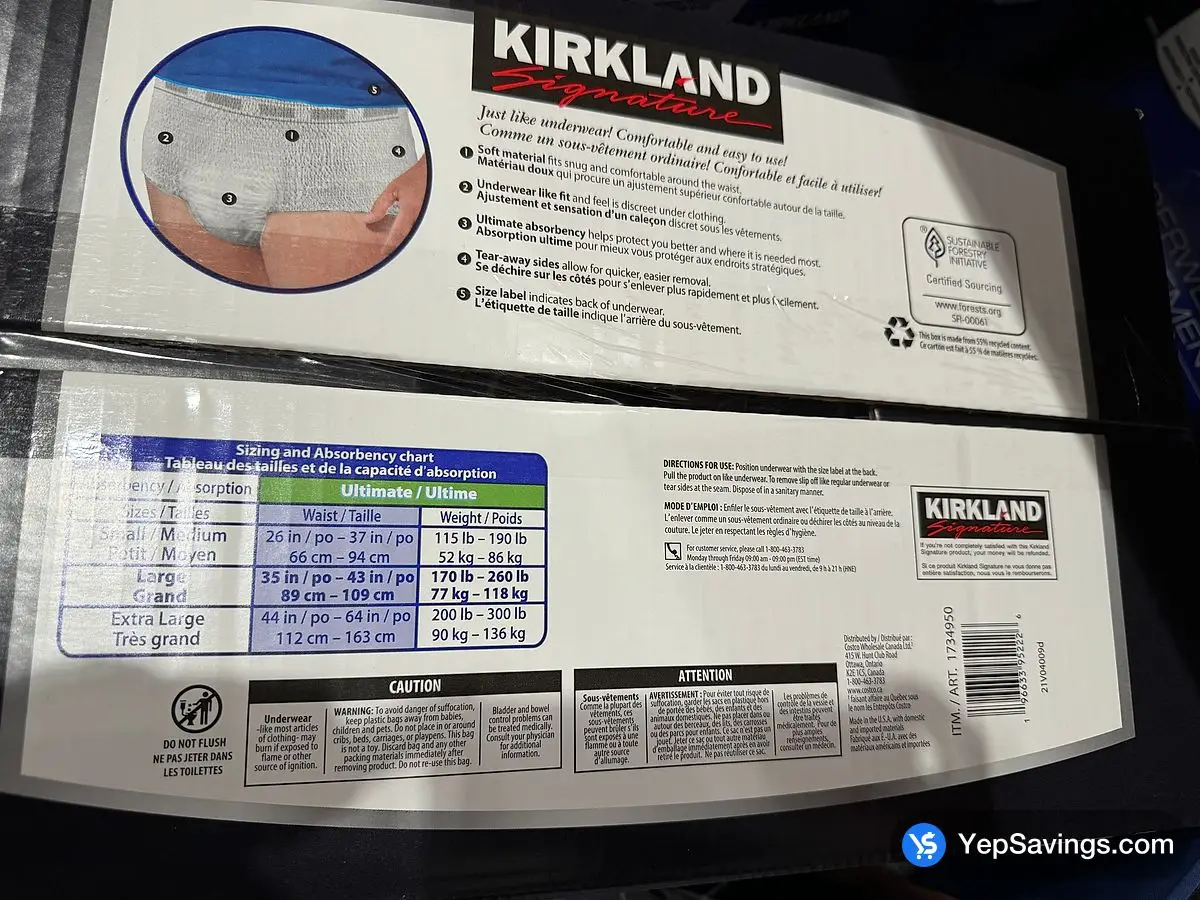 Costco KIRKLAND SIGNATURE UNDERWEAR FOR MEN LARGE 88 COUNT - Canada (ITM 1734950)