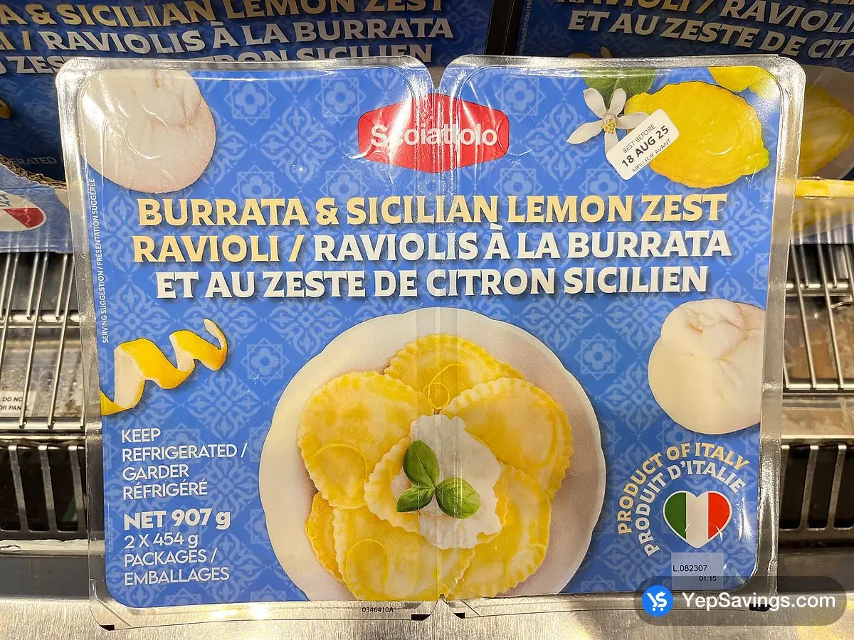Costco SCOIATTOLO LEMON ZEST & BURRATA RAVIOLI 2 x 454g - Canada (ITM 5551406)
