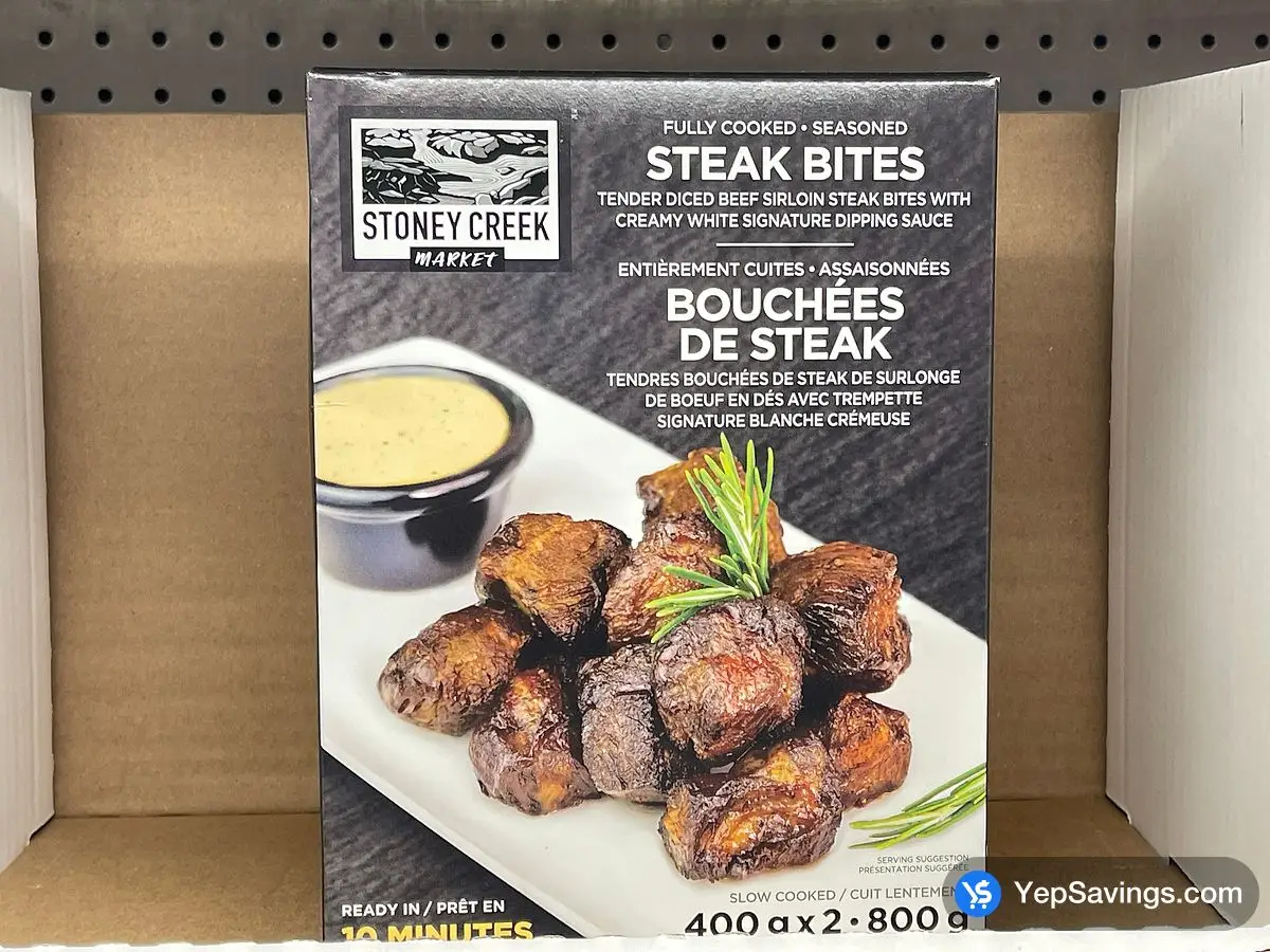 Costco STONEY CREEK MARKET STEAK BITES 2 x 400 g - Canada (ITM 1897989)