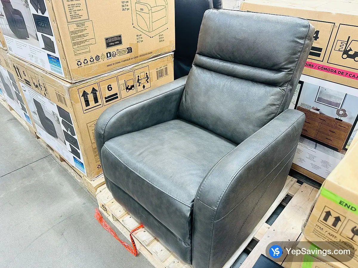 Costco GILMAN CREEK POWER GLIDER RECLINER DARK GREY LEATHER - Canada (ITM 1783055)