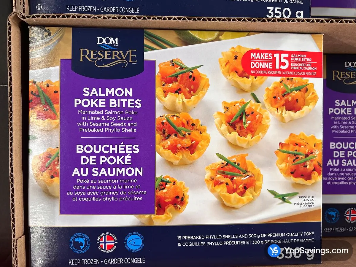 Costco DOM RESERVE SALMON POKE BITES 350 g - Canada (ITM 2467708)