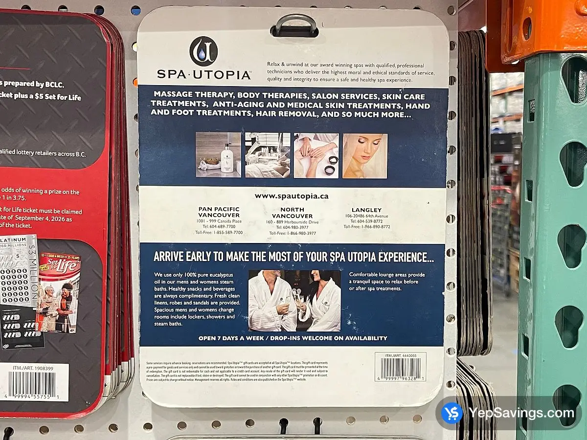 Costco SPA UTOPIA GIFT CARDS 2 X $125 ITEM IS NON - REFUNDABLE - Canada (ITM 4440055)