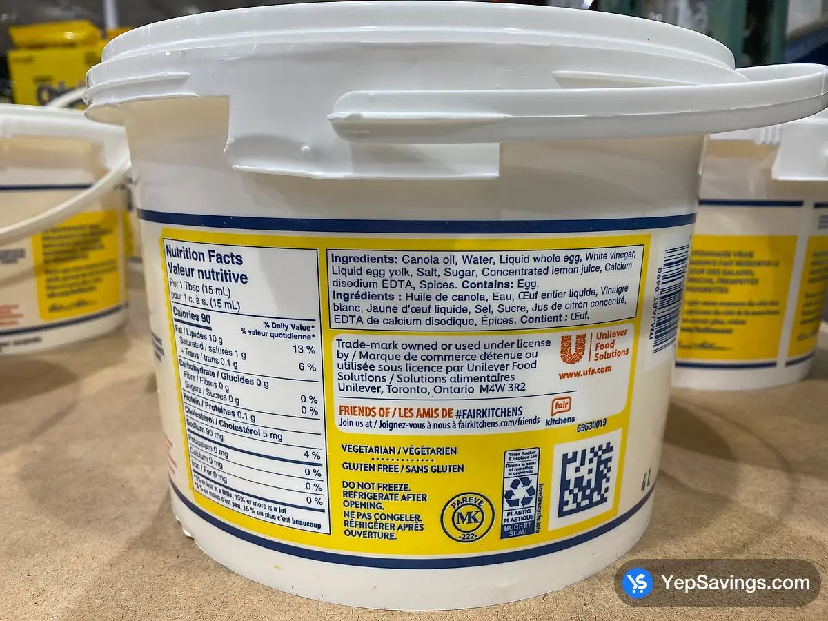 Costco HELLMANN'S REAL MAYONNAISE 4 L - Canada (ITM 9490)