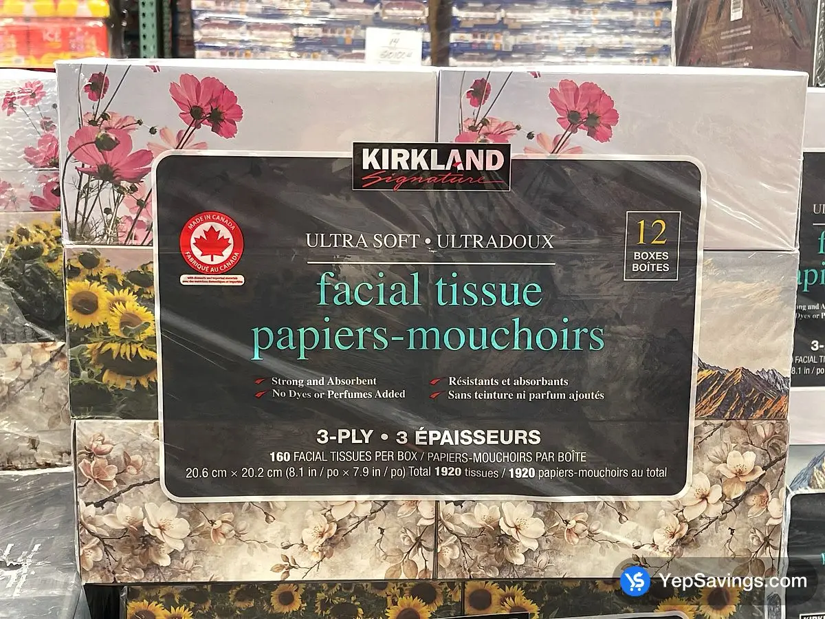 Costco KIRKLAND SIGNATURE FACIAL TISSUE 3 PLY 12 BOXES X 160 SHEETS - Canada (ITM 313740)