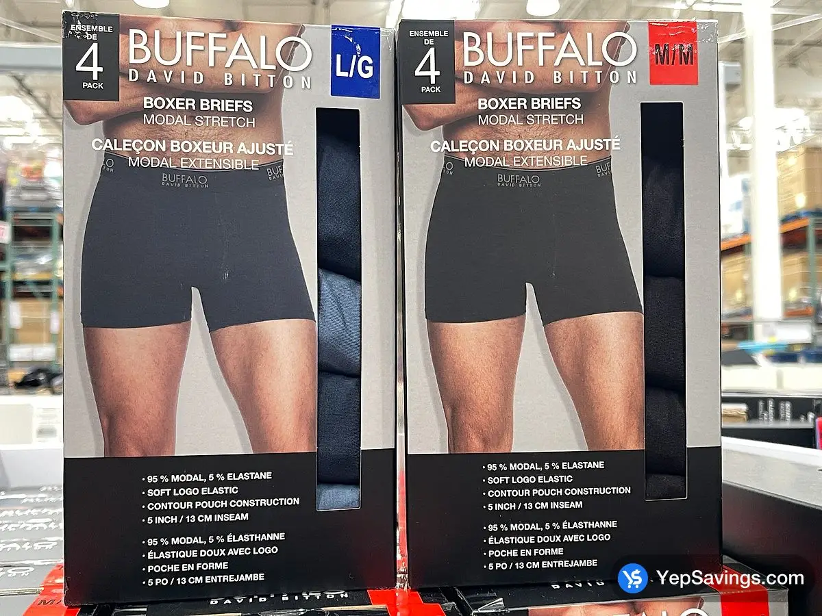 Costco BUFFALO BOXER BRIEFS 4PK + MENS SIZES S - XXL - Canada (ITM 4877350)