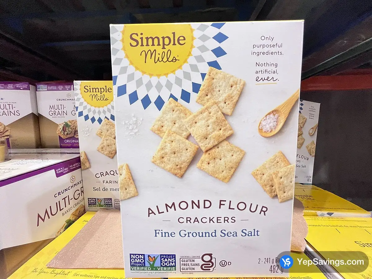 Costco SIMPLE MILLS ALMOND FLOUR CRACKERS WITH SEA SALT 482 g - Canada (ITM 1400953)