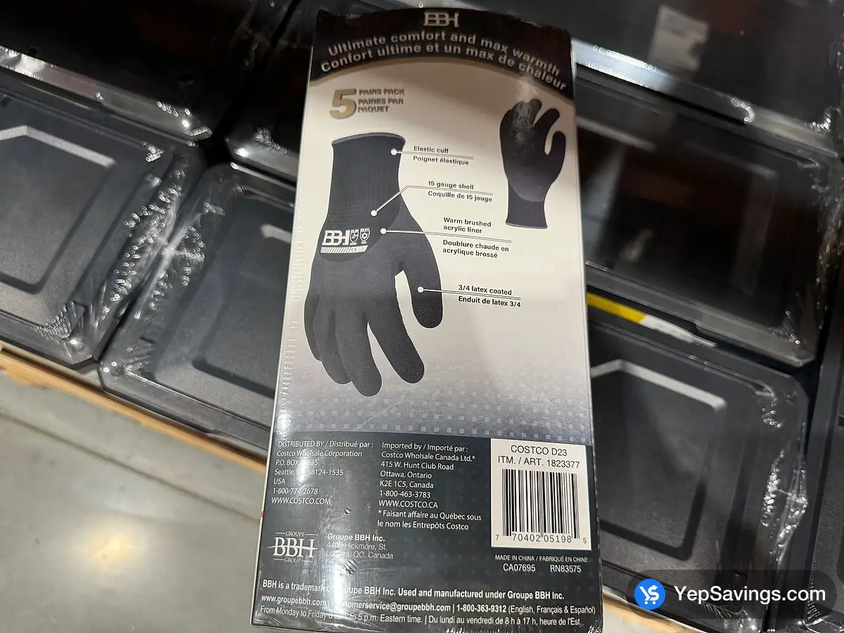 Costco GROUPE BBH WINTER GLOVES 5 PAIRS SIZE : M - L - Canada (ITM 1823377)