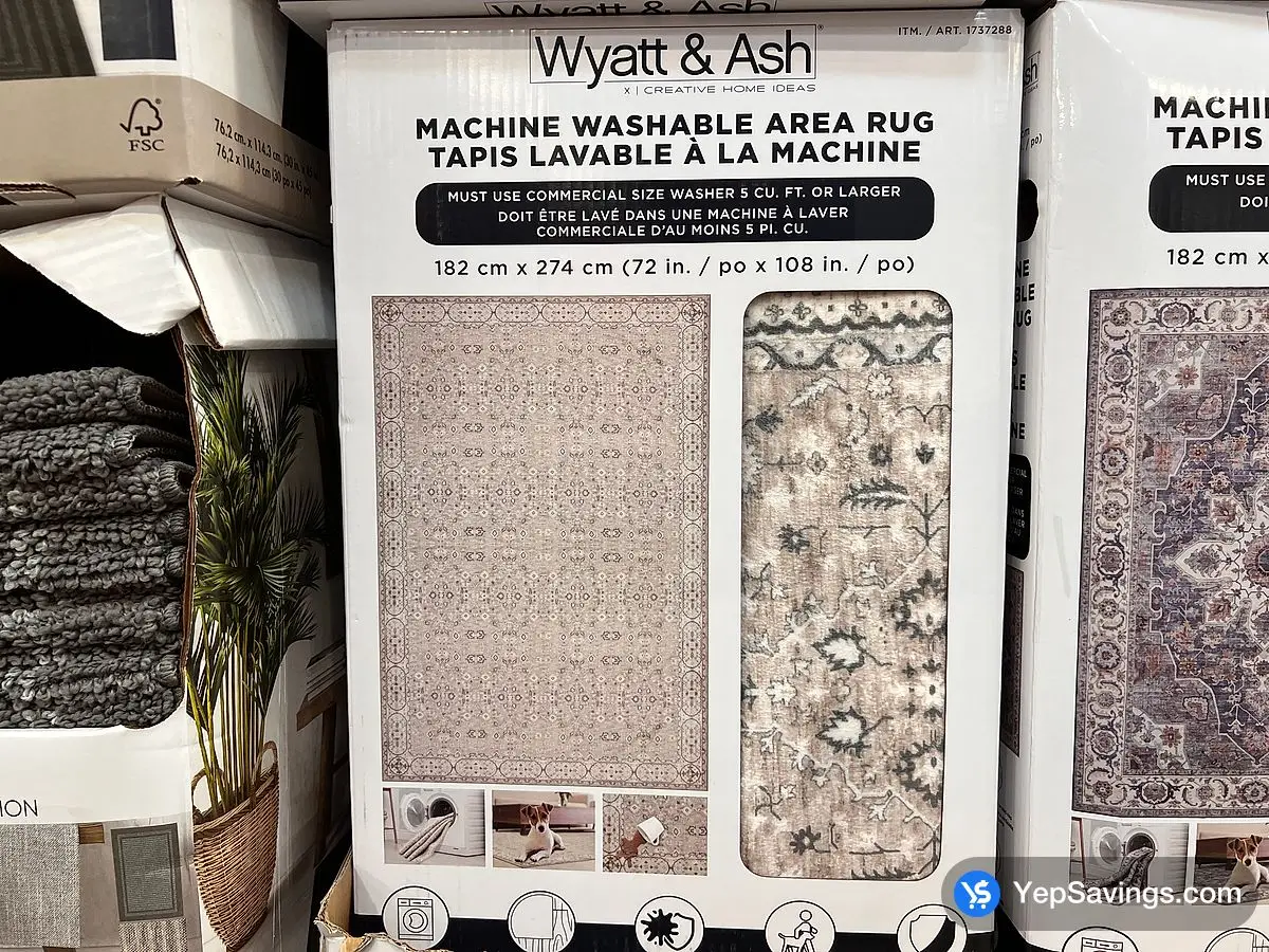 Costco WYATT & ASH WASHABLE AREA RUG 6' X 9' - Canada (ITM 1737288)
