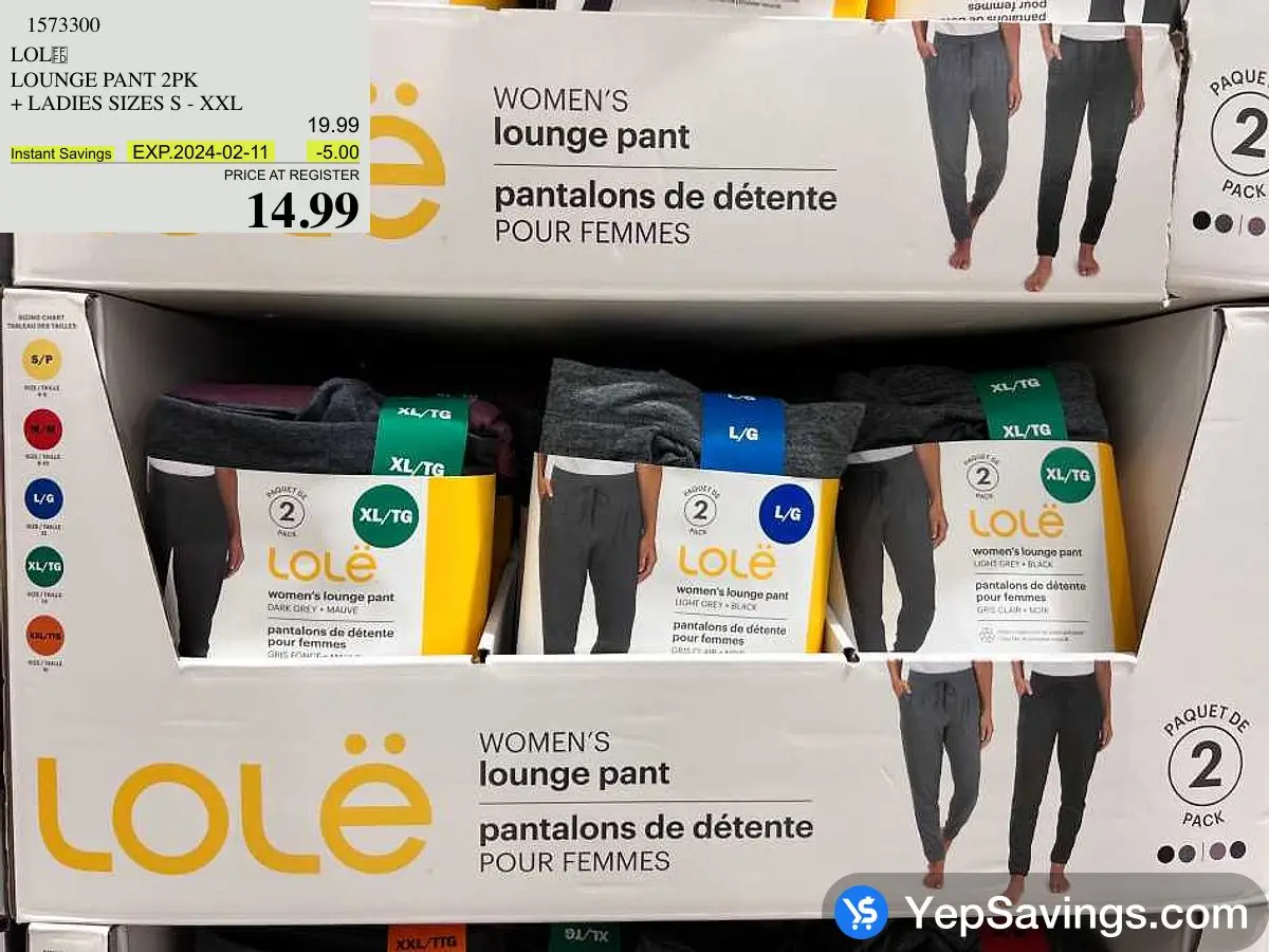 LOLË LOUNGE PANT 2PK + LADIES SIZES S XXL at Costco South Saskatoon