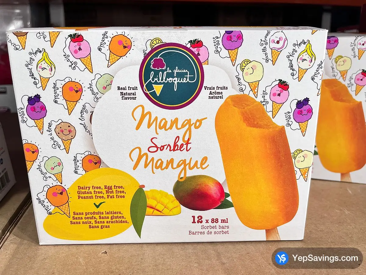 Costco BILBOQUET MANGO SORBET BARS 12 x 88 ml - Canada (ITM 1661288)