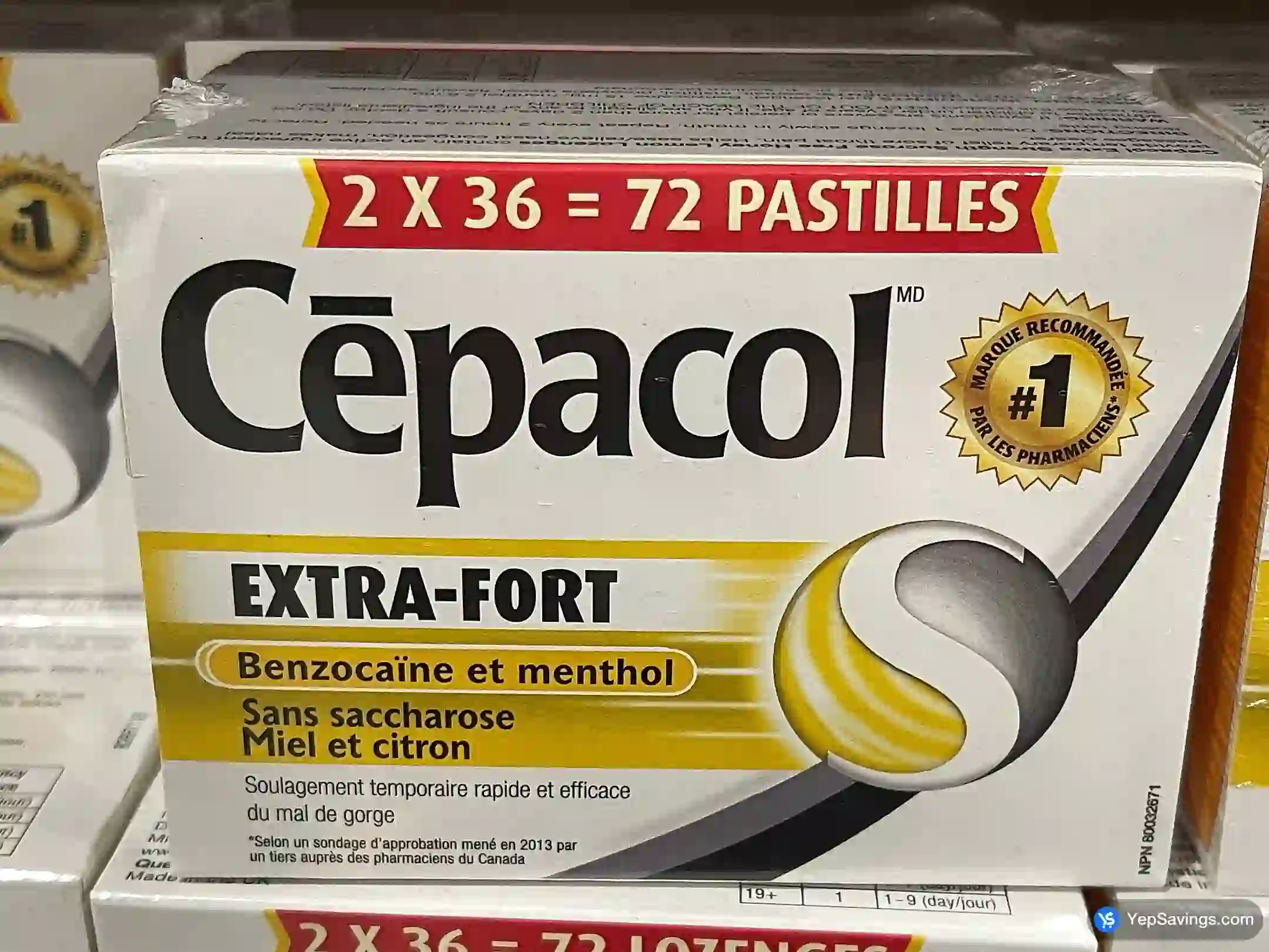Costco CEPACOL ES HONEY LEMON 2 x 36 LOZENGES - Canada (ITM 3360236)