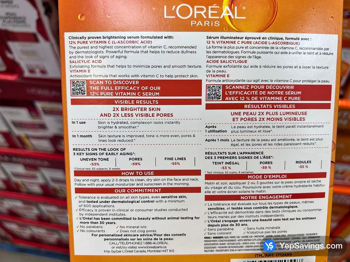 Costco L'OREAL PARIS REVITALIFT VIT C SERUM 2 X 30 mL - Canada (ITM 1712499)