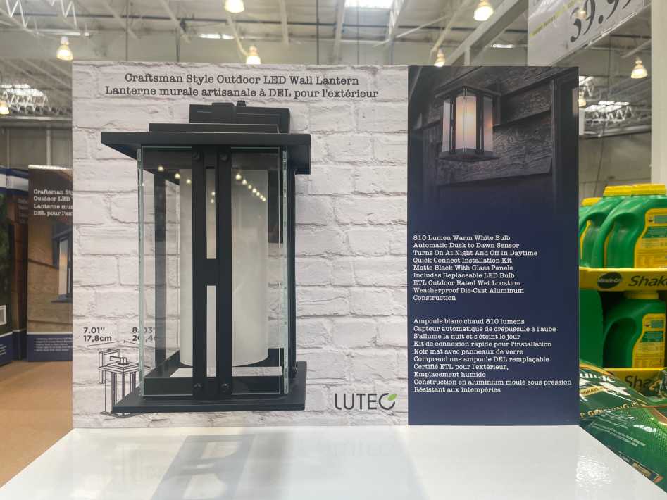 Costco LUTEC CRAFTSMAN STYLE LED WALL LANTERN - Canada (ITM 1576922)