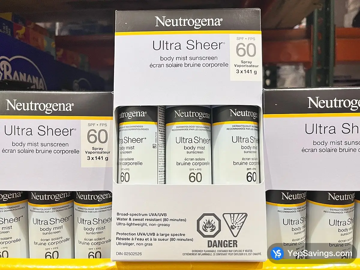 Costco NEUTROGENA ULTRA SHEER SPF 60 OXY FREE SPRAY 3 X 141 g - Canada (ITM 1560183)